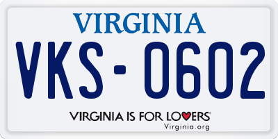 VA license plate VKS0602