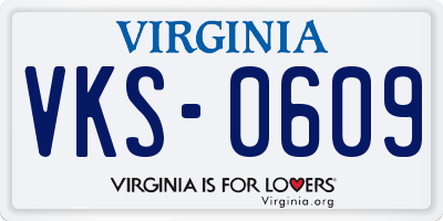 VA license plate VKS0609