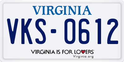VA license plate VKS0612