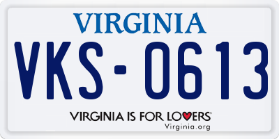 VA license plate VKS0613