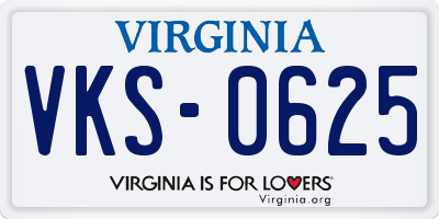 VA license plate VKS0625