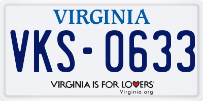 VA license plate VKS0633