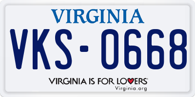 VA license plate VKS0668