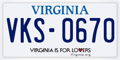 VA license plate VKS0670