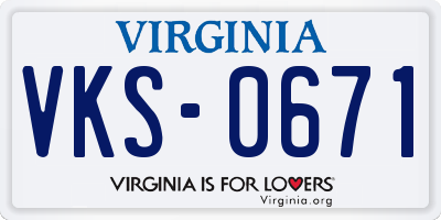 VA license plate VKS0671