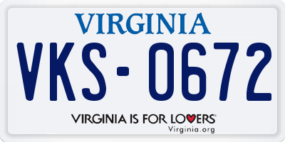 VA license plate VKS0672
