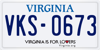 VA license plate VKS0673