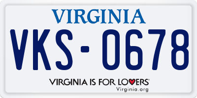 VA license plate VKS0678