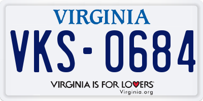 VA license plate VKS0684