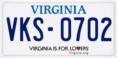 VA license plate VKS0702