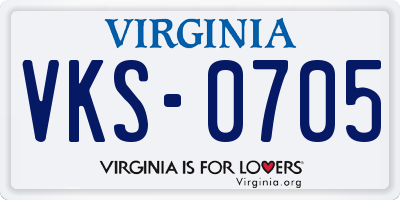 VA license plate VKS0705