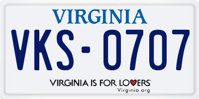 VA license plate VKS0707