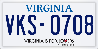 VA license plate VKS0708
