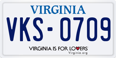 VA license plate VKS0709