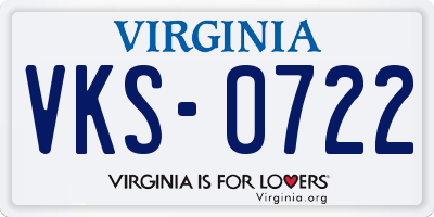 VA license plate VKS0722