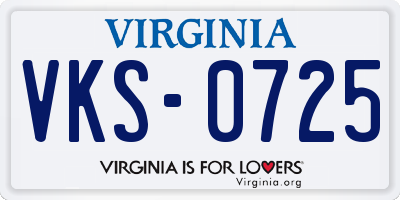 VA license plate VKS0725
