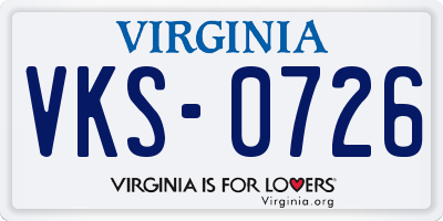 VA license plate VKS0726