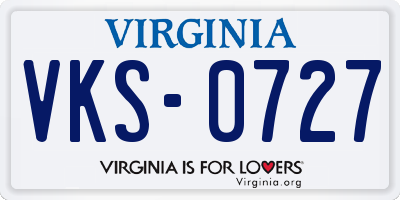 VA license plate VKS0727