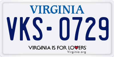 VA license plate VKS0729