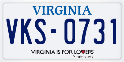 VA license plate VKS0731