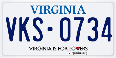 VA license plate VKS0734