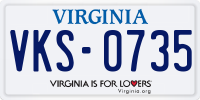 VA license plate VKS0735