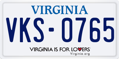 VA license plate VKS0765