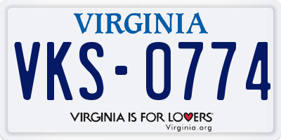 VA license plate VKS0774