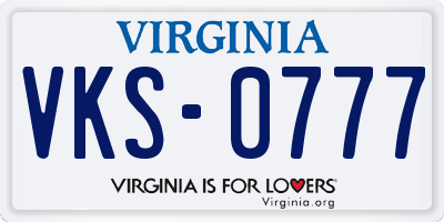 VA license plate VKS0777