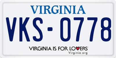 VA license plate VKS0778