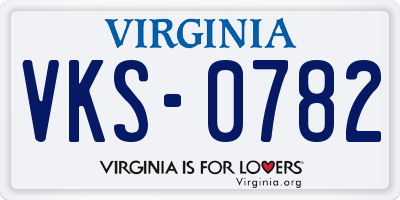 VA license plate VKS0782
