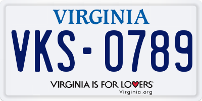 VA license plate VKS0789