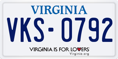 VA license plate VKS0792