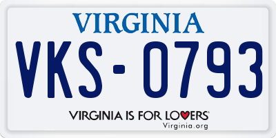 VA license plate VKS0793