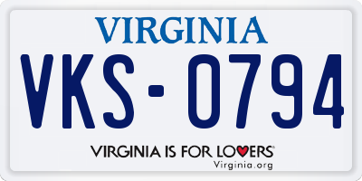 VA license plate VKS0794