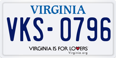 VA license plate VKS0796