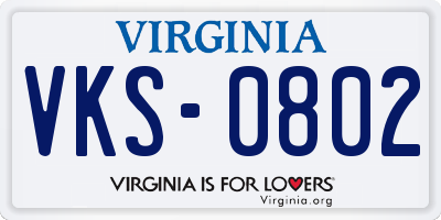 VA license plate VKS0802