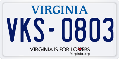 VA license plate VKS0803