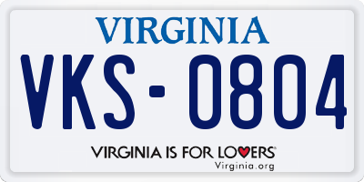 VA license plate VKS0804