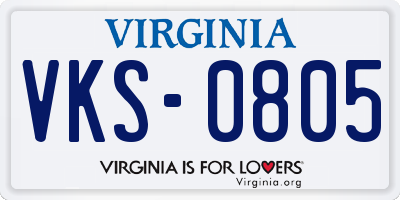VA license plate VKS0805