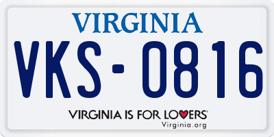 VA license plate VKS0816