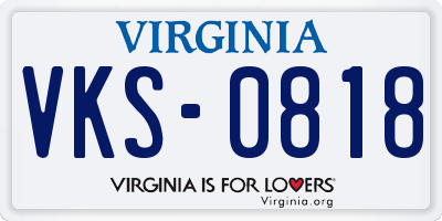 VA license plate VKS0818
