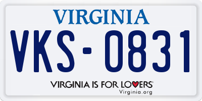VA license plate VKS0831