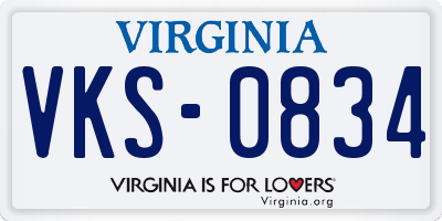 VA license plate VKS0834