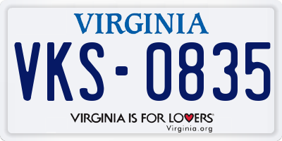 VA license plate VKS0835
