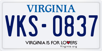 VA license plate VKS0837