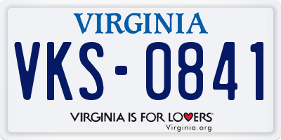 VA license plate VKS0841