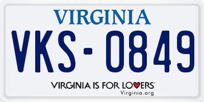VA license plate VKS0849