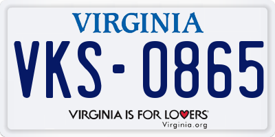VA license plate VKS0865