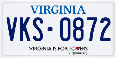 VA license plate VKS0872